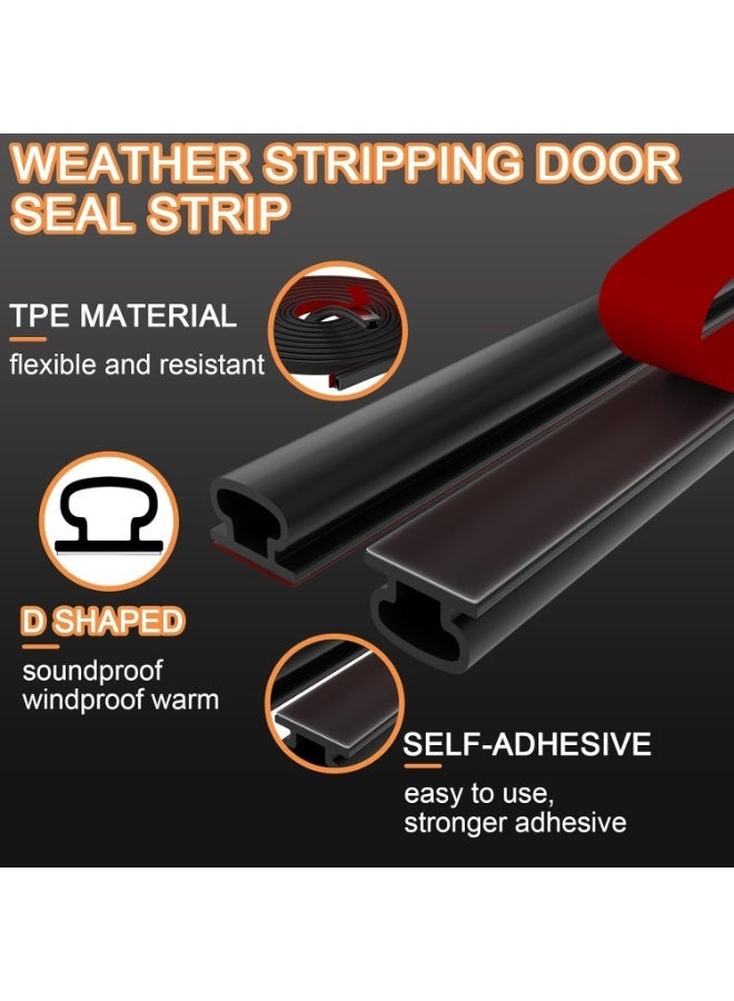 Relex 6 m Rubber Weather Stripping Door Seal Strip, Door Rubber Weather Seal Strip, Self-Adhesive Door Weatherstripping Soundproofing Door Seal Strip for Windows(6m, black) - Image 2