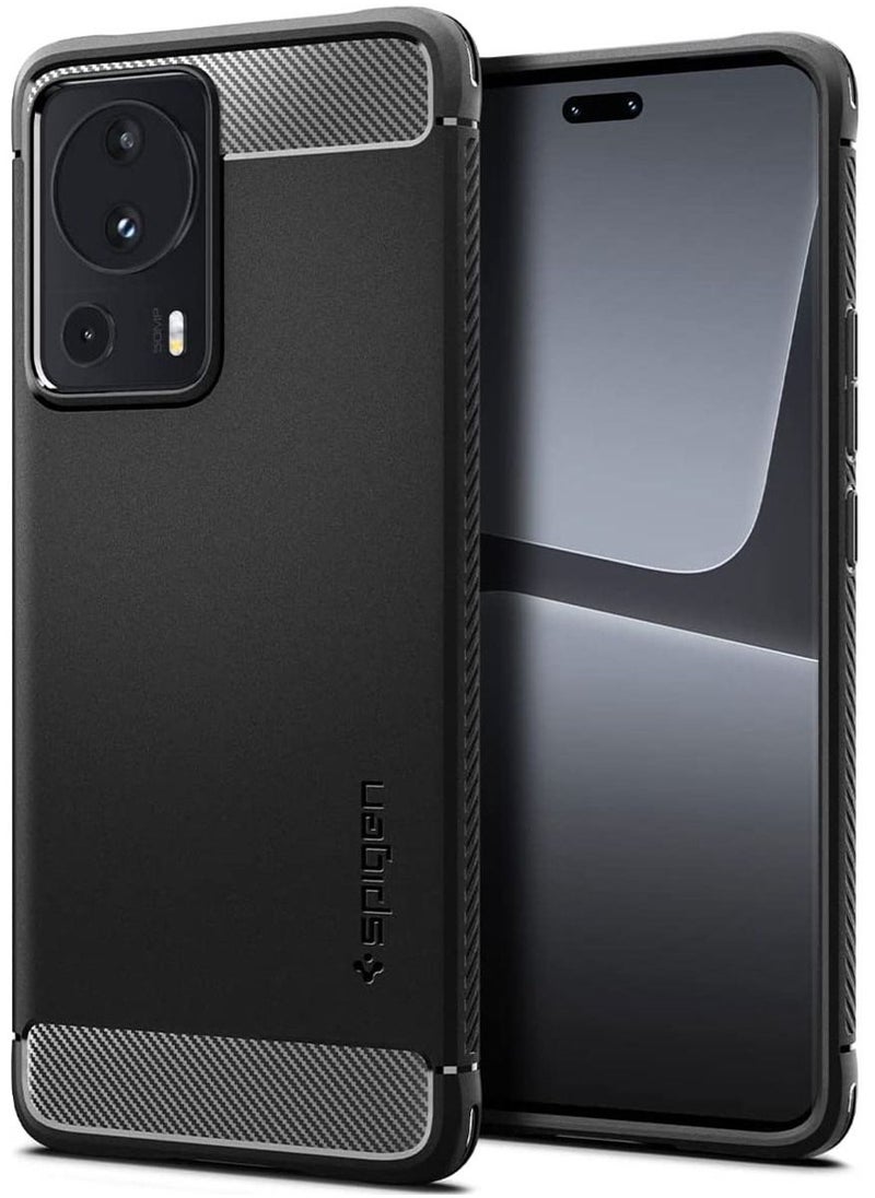Spigen Rugged Armor for Xiaomi 13 LITE Case Cover with Carbon Fiber Accents - Matte Black  - Image 1