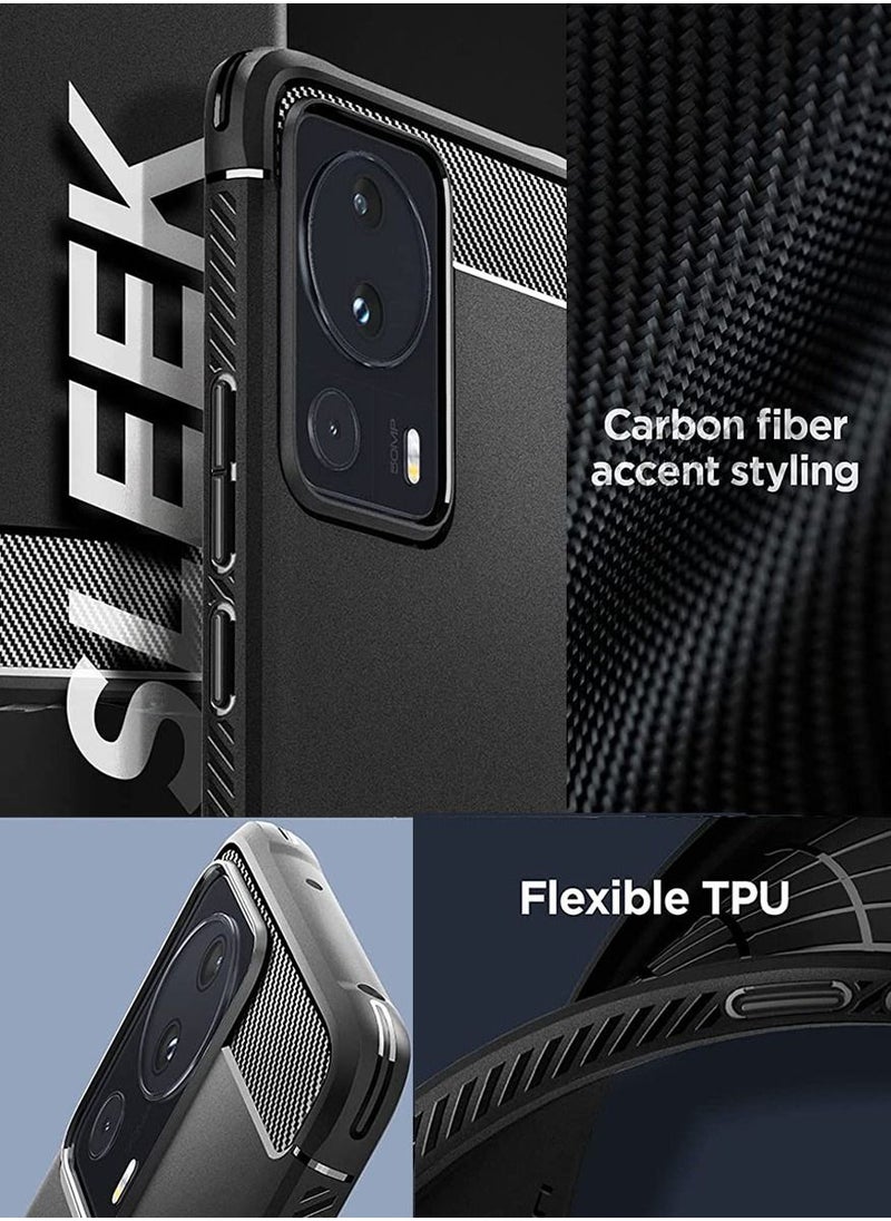 Spigen Rugged Armor for Xiaomi 13 LITE Case Cover with Carbon Fiber Accents - Matte Black  - Image 2