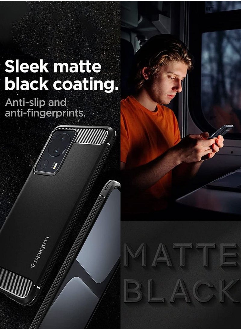 Spigen Rugged Armor for Xiaomi 13 LITE Case Cover with Carbon Fiber Accents - Matte Black  - Image 3