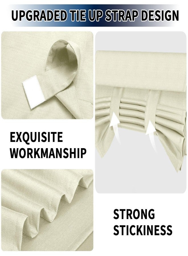 PureFit 100% Blackout French Door Curtains Blinds for Door Window Shade Patio Door Curtain Covering for Privacy Tie Up Insulated Linen-Like Cover Drapes, W26 x L68 Inch, 1 Panel, Beige - Image 4