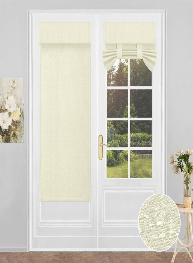 PureFit 100% Blackout French Door Curtains Blinds for Door Window Shade Patio Door Curtain Covering for Privacy Tie Up Insulated Linen-Like Cover Drapes, W26 x L68 Inch, 1 Panel, Beige - Image 1