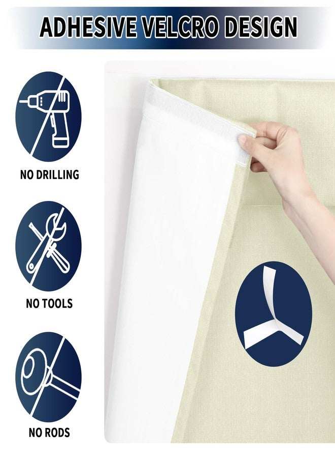 PureFit 100% Blackout French Door Curtains Blinds for Door Window Shade Patio Door Curtain Covering for Privacy Tie Up Insulated Linen-Like Cover Drapes, W26 x L68 Inch, 1 Panel, Beige - Image 3