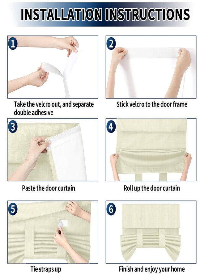 PureFit 100% Blackout French Door Curtains Blinds for Door Window Shade Patio Door Curtain Covering for Privacy Tie Up Insulated Linen-Like Cover Drapes, W26 x L68 Inch, 1 Panel, Beige - Image 5