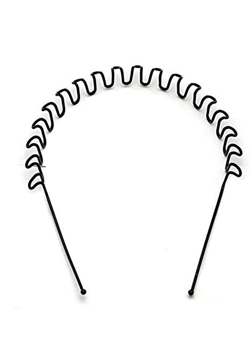 Metal Hair Band for Men Headband Women Bands Unisex Black Wavy Spring Outdoor Sports Headbands Men's Hoop Clips Accessories Simple Elastic Non Slip Head Headwear - Image 1