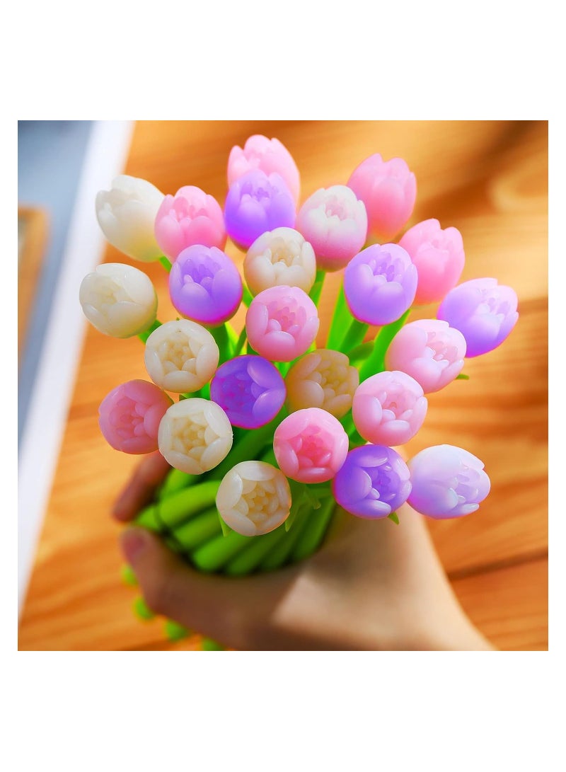 SYOSI 12 قطعة من أقلام الزهور المتغيرة اللون، قلم كروي توليب 0.5 مم حبر جل قلم كتابة إبداعي للمدرسة والمكتب والمنزل، هدية للأطفال والمعلمين والطلاب، زينة حفلات - Image 1