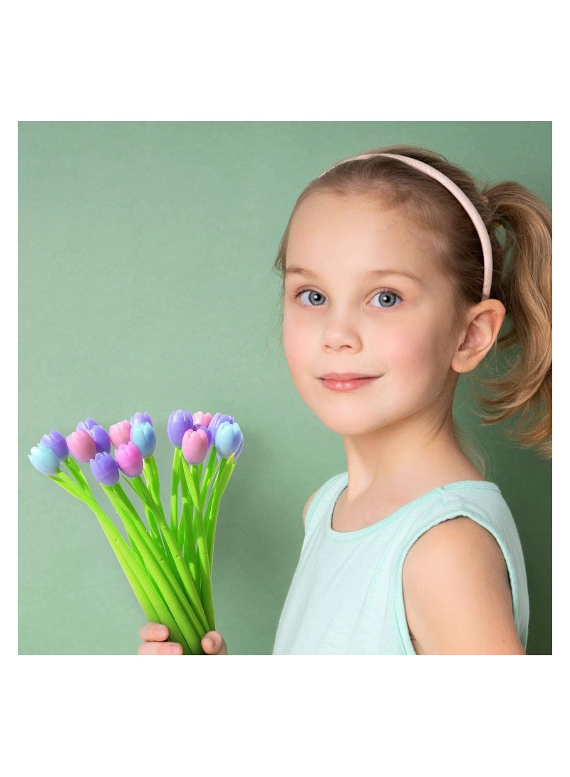 SYOSI 12 قطعة من أقلام الزهور المتغيرة اللون، قلم كروي توليب 0.5 مم حبر جل قلم كتابة إبداعي للمدرسة والمكتب والمنزل، هدية للأطفال والمعلمين والطلاب، زينة حفلات - Image 3