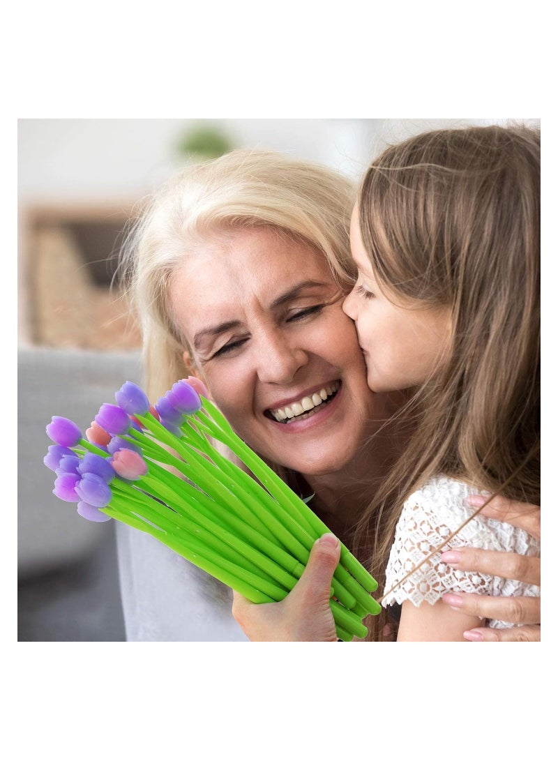 SYOSI 12 قطعة من أقلام الزهور المتغيرة اللون، قلم كروي توليب 0.5 مم حبر جل قلم كتابة إبداعي للمدرسة والمكتب والمنزل، هدية للأطفال والمعلمين والطلاب، زينة حفلات - Image 4