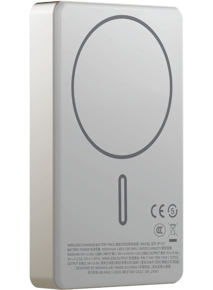 Momax مومكس 1-باور باس 10000 مللي أمبير 15 واط بنك طاقة لاسلكي ماغسيف - تيتانيوم - Image 2