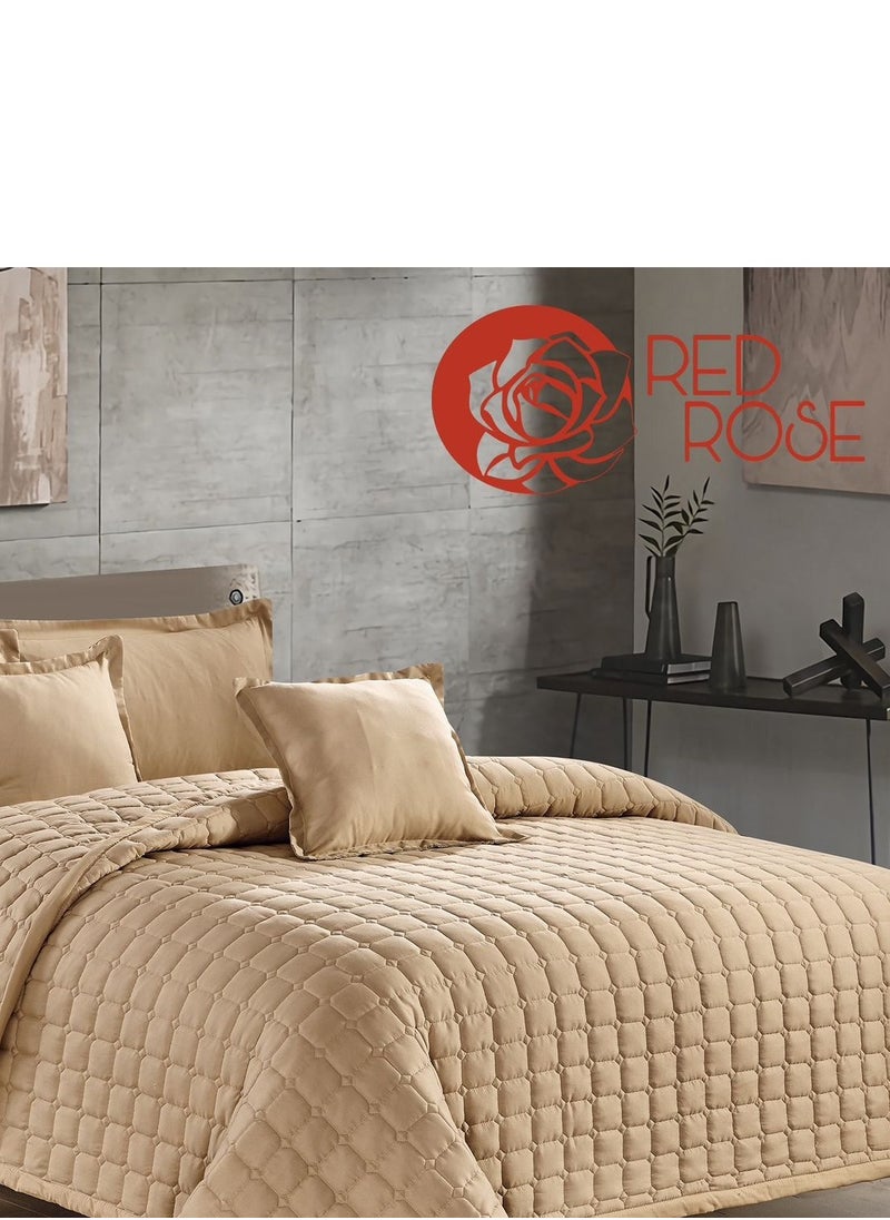 ريد روز - طقم لحاف سرير نفر مفرش مضغوط مكون من 4 قطع مايكروفايبر مقاس 220x160 سم - Image 1