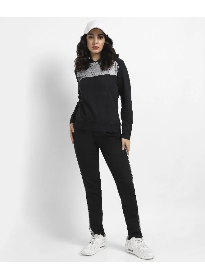 Pinacolada  Women's Black Pullover Hoodie With Mesh Details for Women | Best Price UAE