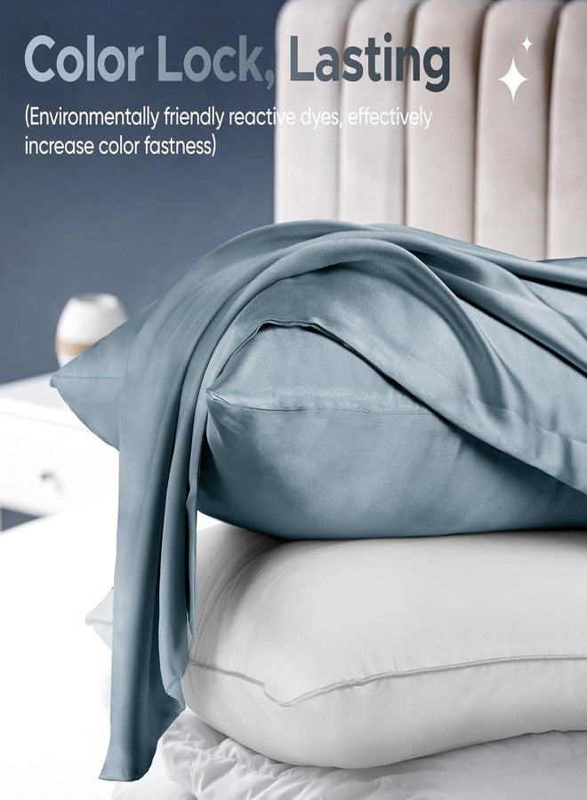 Craftelio Satin Pillowcase Set of 2 with 3 Free Hair Scrunchies | Soft & Silky Pillow Covers for Smooth Hair & Glowing Skin | Anti-Frizz, Wrinkle-Free, Breathable, Luxury Bedding Accessory (Sky Blue) - Image 2