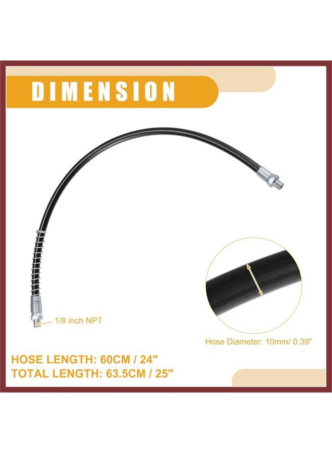 HEROFFIX 1Pc 24 Inch Universal 1/8" NPT Grease Gun Flex Hose - Trailer Flex Grease Hose Extension Non-Slip - Metal Black Replace Parts - Image 4