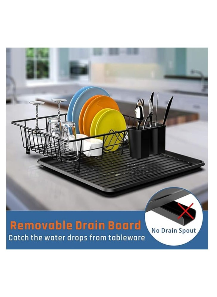ZIMNEST - Dish Rack Dish Drying Stand Dish Drainer Plate Rack Dish rake Kitchen Organizer Dish Drying Rack Countertop Large Antibacterial Kitchen Utensils Dish racks Dish Stand (Black) - Image 1