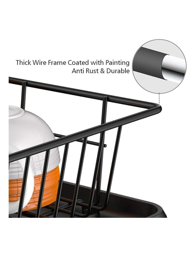 ZIMNEST - Dish Rack Dish Drying Stand Dish Drainer Plate Rack Dish rake Kitchen Organizer Dish Drying Rack Countertop Large Antibacterial Kitchen Utensils Dish racks Dish Stand (Black) - Image 1
