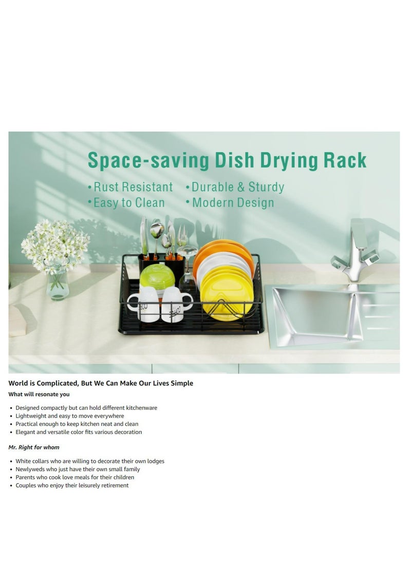 ZIMNEST - Dish Rack Dish Drying Stand Dish Drainer Plate Rack Dish rake Kitchen Organizer Dish Drying Rack Countertop Large Antibacterial Kitchen Utensils Dish racks Dish Stand (Black) - Image 1