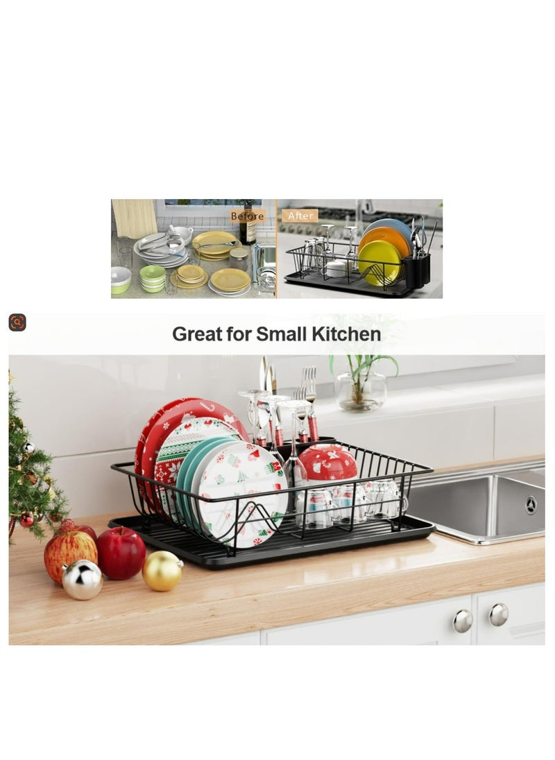 ZIMNEST - Dish Rack Dish Drying Stand Dish Drainer Plate Rack Dish rake Kitchen Organizer Dish Drying Rack Countertop Large Antibacterial Kitchen Utensils Dish racks Dish Stand (Black) - Image 1