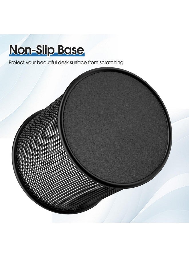 MaxGear Pen Holder, 3 Pack Pen Holder For Desk, Premium Mesh Metal Pencil Holder With Non-Slip Eva Pad, Desk Accessories & Workspace Organizers For Home, School & Office, Black, 3.7’’ Tall - Image 3