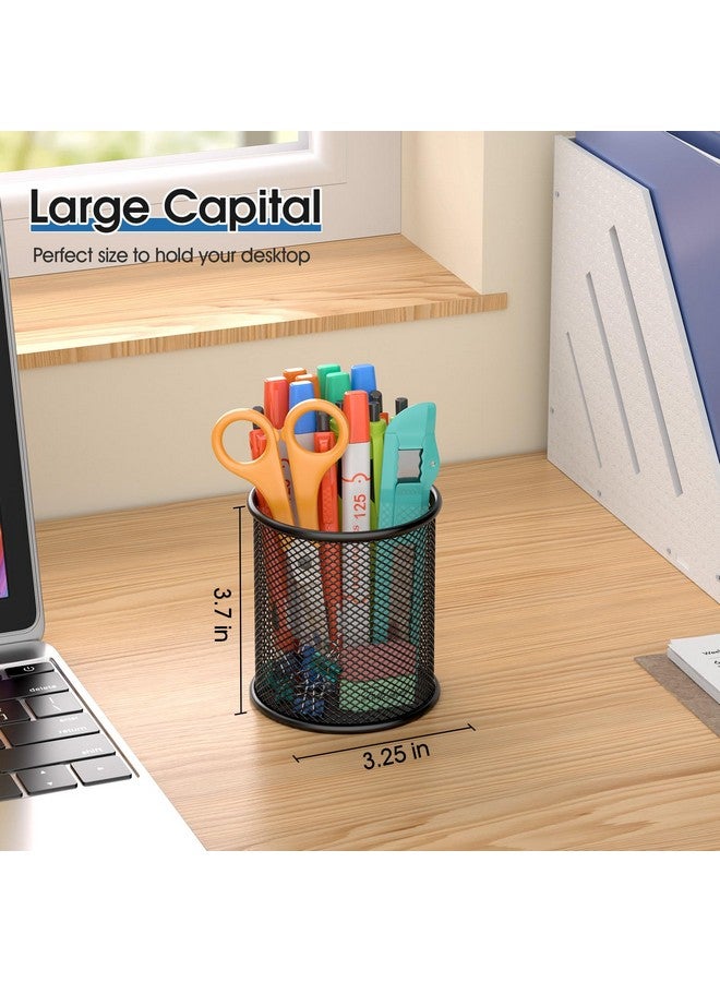 MaxGear Pen Holder, 3 Pack Pen Holder For Desk, Premium Mesh Metal Pencil Holder With Non-Slip Eva Pad, Desk Accessories & Workspace Organizers For Home, School & Office, Black, 3.7’’ Tall - Image 5