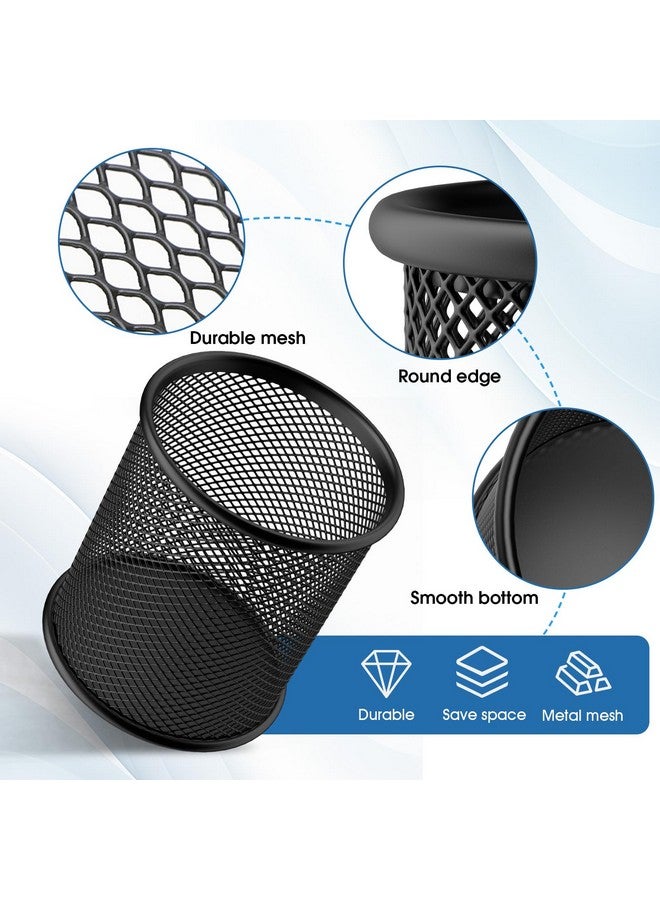 MaxGear Pen Holder, 3 Pack Pen Holder For Desk, Premium Mesh Metal Pencil Holder With Non-Slip Eva Pad, Desk Accessories & Workspace Organizers For Home, School & Office, Black, 3.7’’ Tall - Image 2