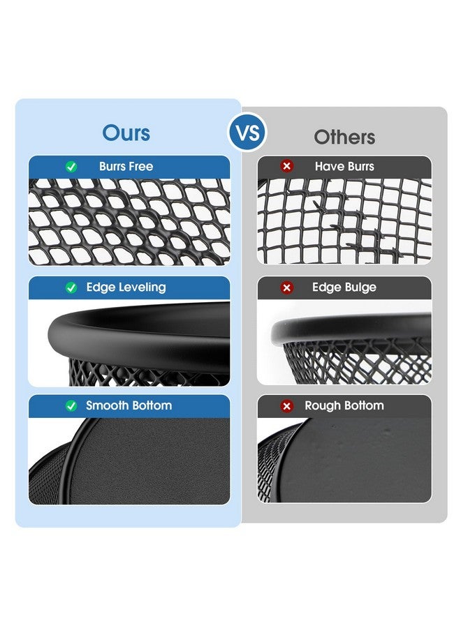 MaxGear Pen Holder, 3 Pack Pen Holder For Desk, Premium Mesh Metal Pencil Holder With Non-Slip Eva Pad, Desk Accessories & Workspace Organizers For Home, School & Office, Black, 3.7’’ Tall - Image 4