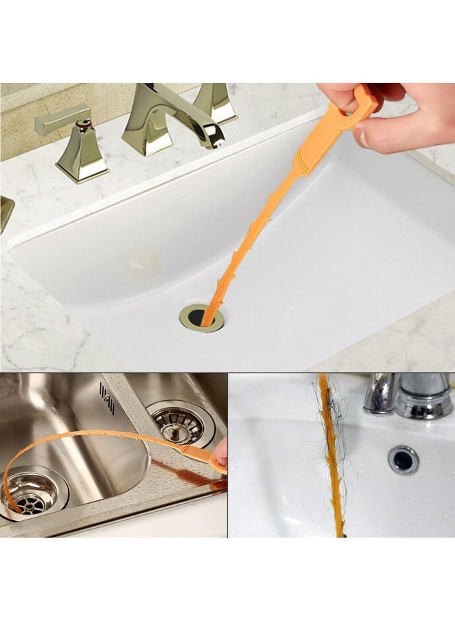 Relex 4 Pcs Drain Clog Remover Set, 160 Cmbathroom Kitchen Clogged Pipe Cleaning Tools, 50 cm Drain Snake Hair Remover for Sewer, Toilet, Kitchen Sink - Image 4