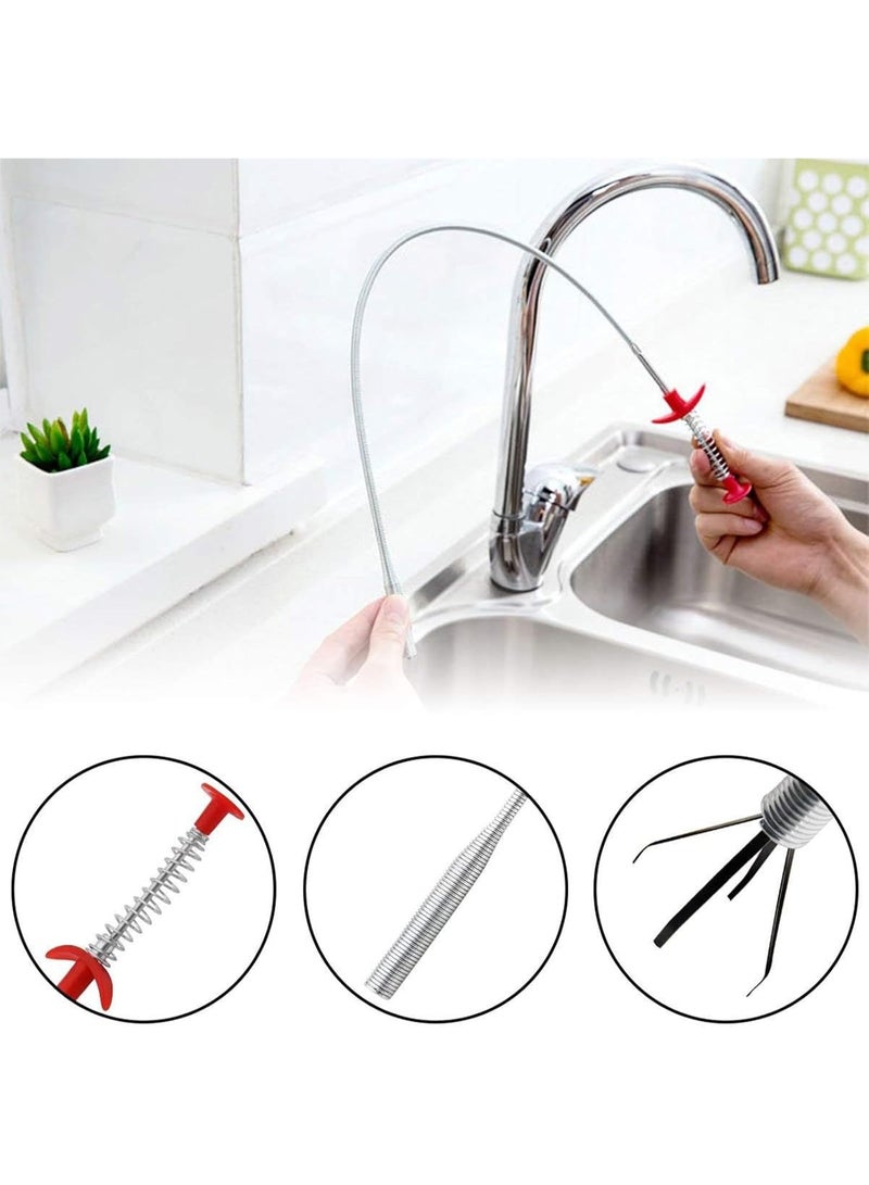 Relex 4 Pcs Drain Clog Remover Set, 160 Cmbathroom Kitchen Clogged Pipe Cleaning Tools, 50 cm Drain Snake Hair Remover for Sewer, Toilet, Kitchen Sink - Image 3