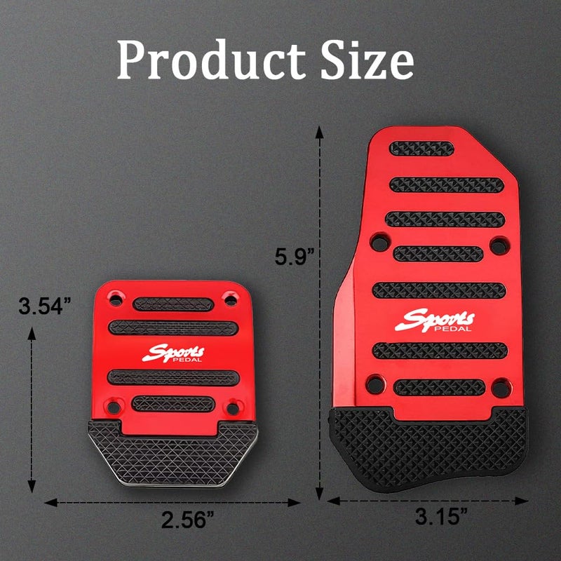 CHRYMUM 3PCS Car Non-Slip Aluminum Alloy Pedal Pads, Manual Transmission Brake Pedal Covers, Sports Gas Fuel Petrol Clutch Foot Pedals, Anti-rubbing Car Clutch Pedal Kits Suitable for Car SUV ATV (Red) - Image 2