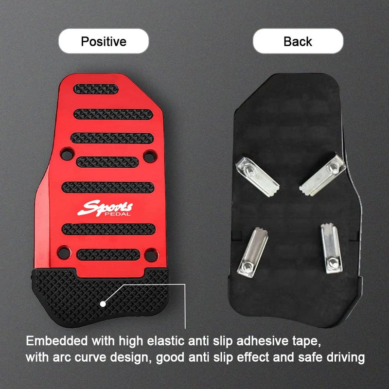 CHRYMUM 3PCS Car Non-Slip Aluminum Alloy Pedal Pads, Manual Transmission Brake Pedal Covers, Sports Gas Fuel Petrol Clutch Foot Pedals, Anti-rubbing Car Clutch Pedal Kits Suitable for Car SUV ATV (Red) - Image 4