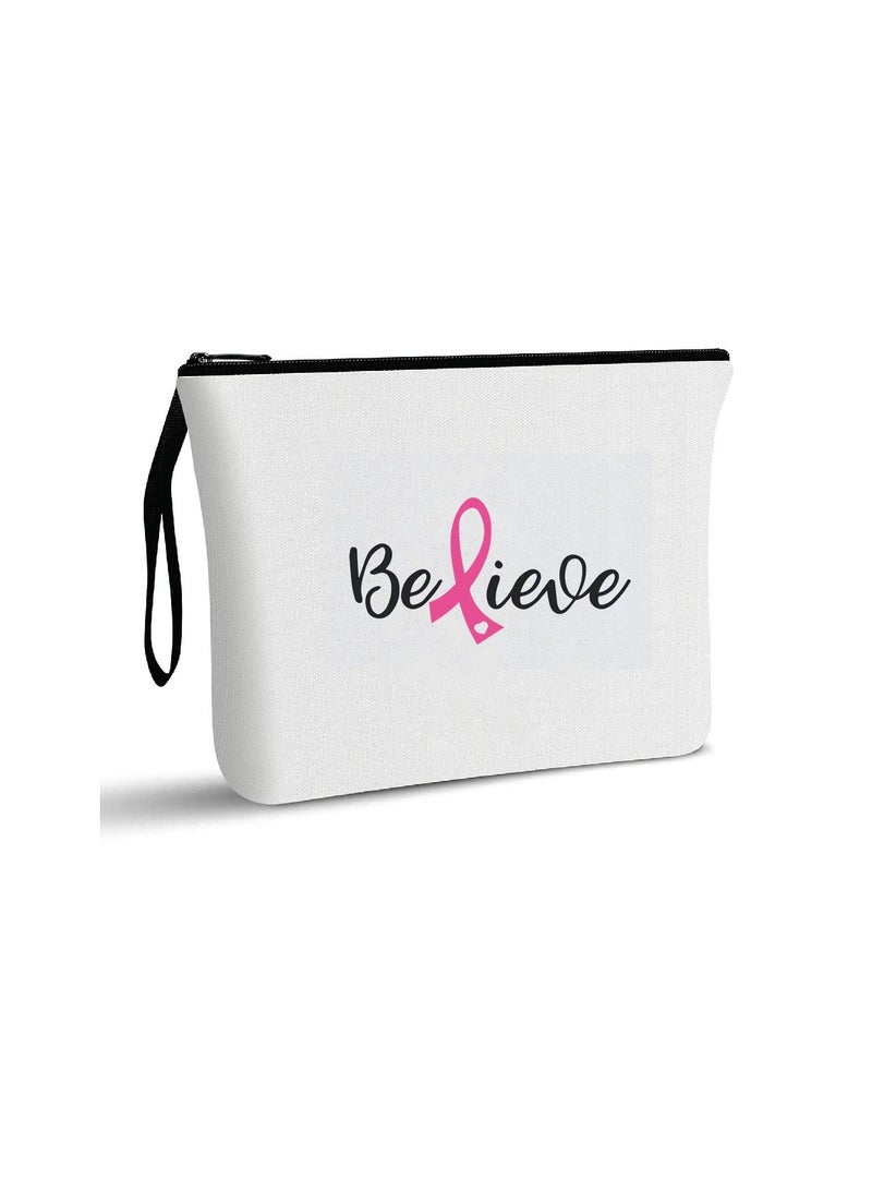 PRINTSHOP4ME 14 Pack PinkCancer Awareness Makeup Bags Pink Ribbon Cosmetic Pouches Multi Purpose  Survivor Gifts for Women Cancer Fighter Butterfly Zipper Organizers for Patient Friends Coworker  - Image 1