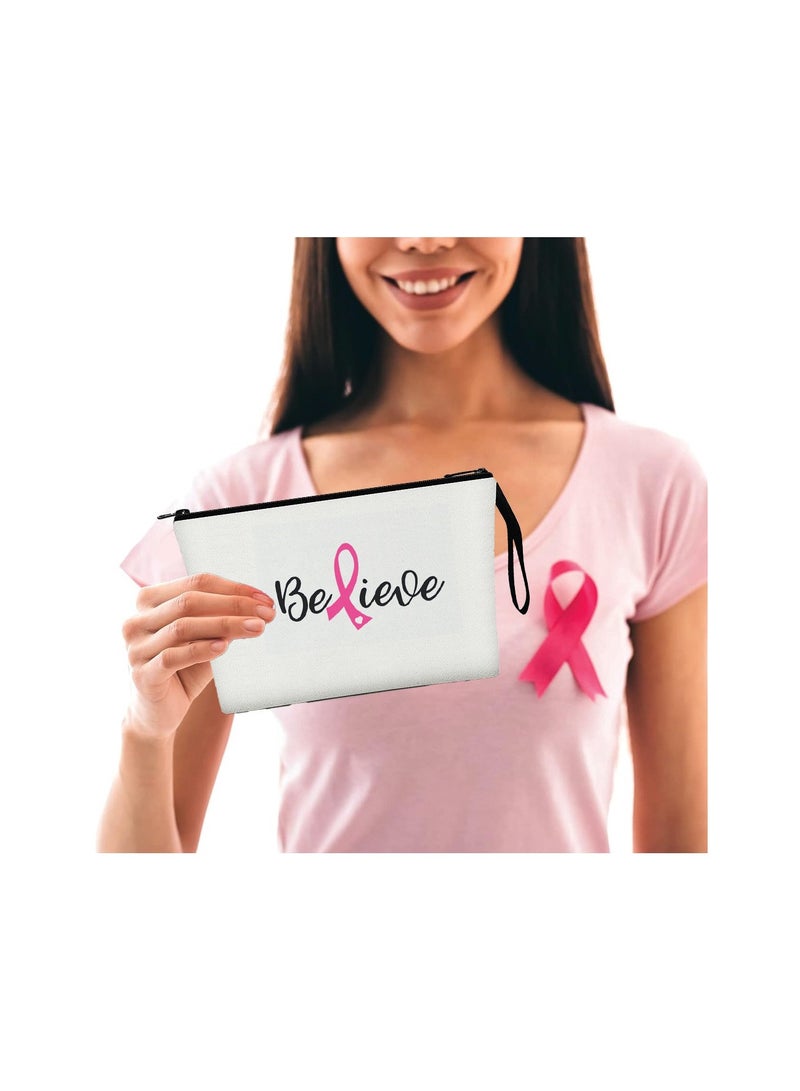 PRINTSHOP4ME 14 Pack PinkCancer Awareness Makeup Bags Pink Ribbon Cosmetic Pouches Multi Purpose  Survivor Gifts for Women Cancer Fighter Butterfly Zipper Organizers for Patient Friends Coworker  - Image 3