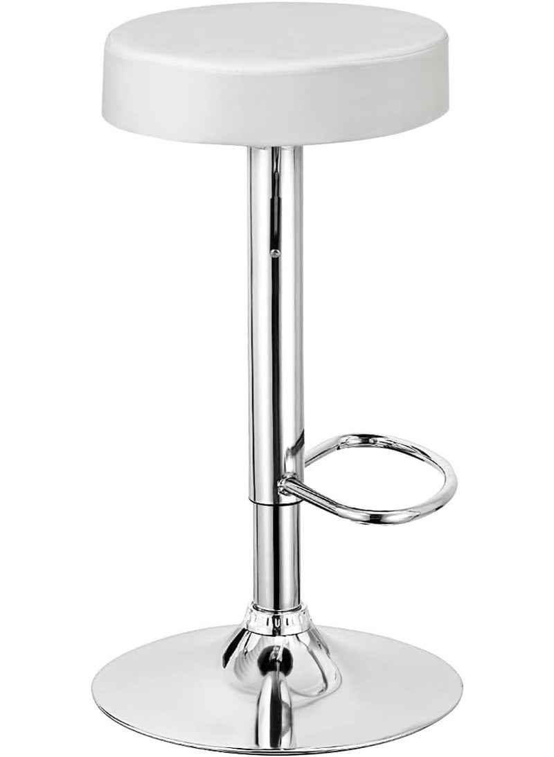 Modern Adjustable Swivel Bar Stool – PU Leather Counter Chair, Armless Design, White, for Kitchen, Dining, or Bar Use - Image 1
