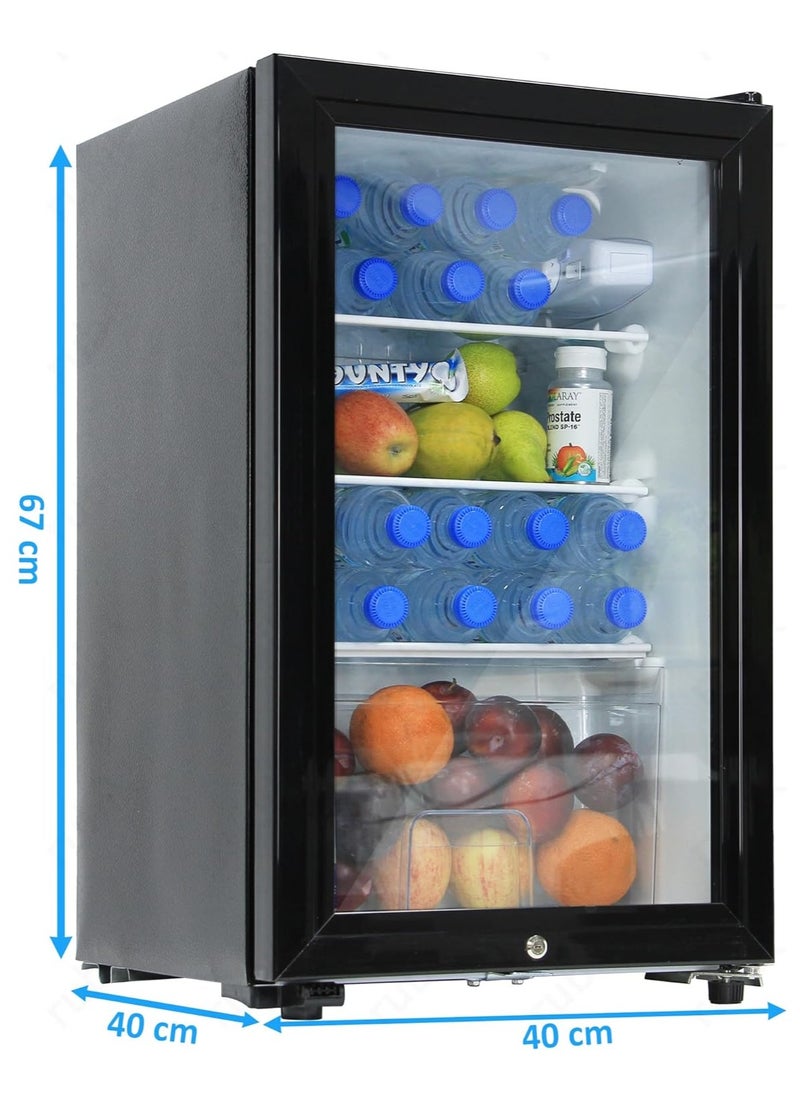 Rubik 65L Refrigerator with Key Lock Glass Door, AC 220V Beverage Fridge Cooler for Food Drinks Skincare Great for Home Office Hotel  - Image 3