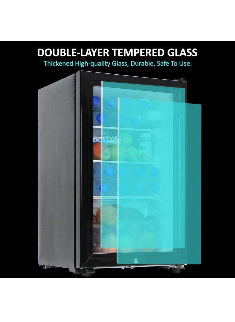 Rubik 65L Refrigerator with Key Lock Glass Door, AC 220V Beverage Fridge Cooler for Food Drinks Skincare Great for Home Office Hotel  - Image 5