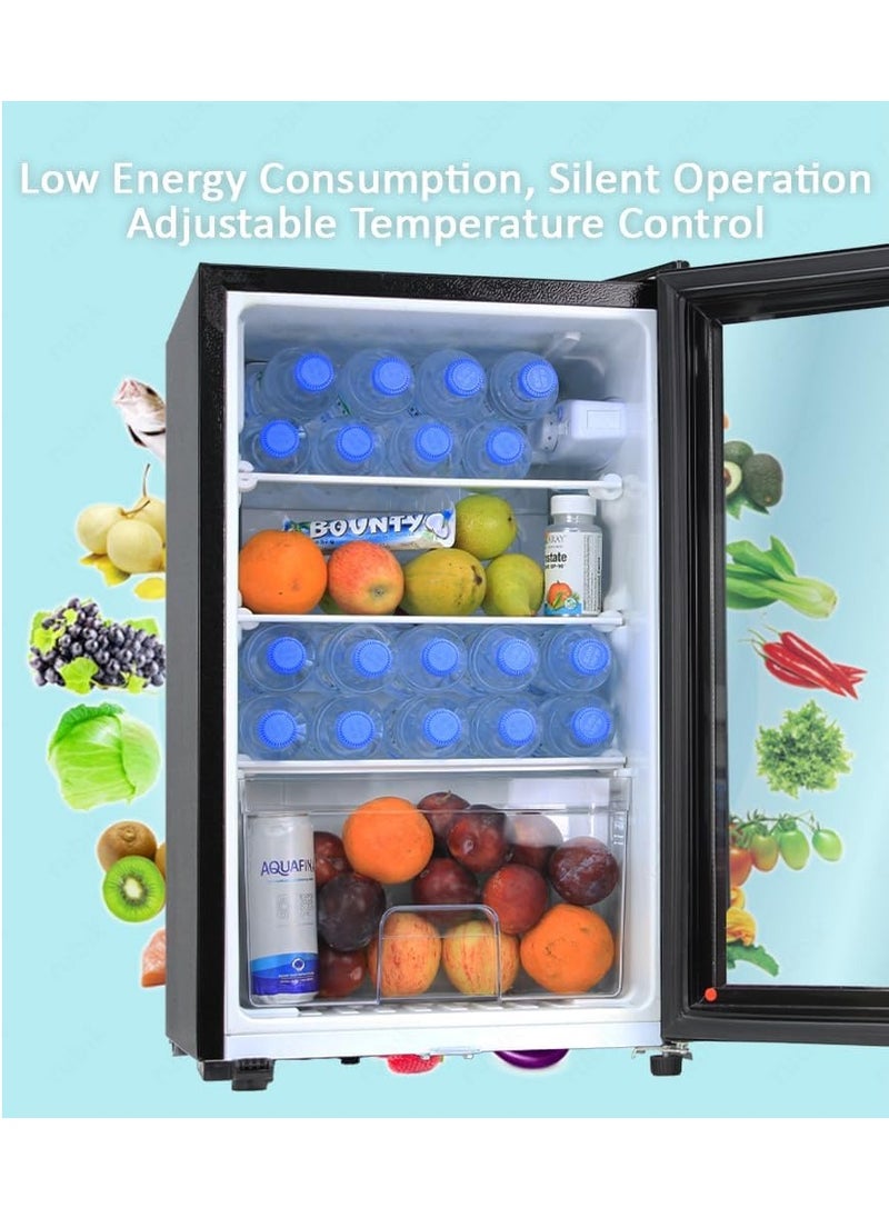 Rubik 65L Refrigerator with Key Lock Glass Door, AC 220V Beverage Fridge Cooler for Food Drinks Skincare Great for Home Office Hotel  - Image 2