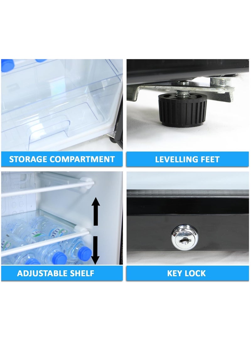 Rubik 65L Refrigerator with Key Lock Glass Door, AC 220V Beverage Fridge Cooler for Food Drinks Skincare Great for Home Office Hotel  - Image 4
