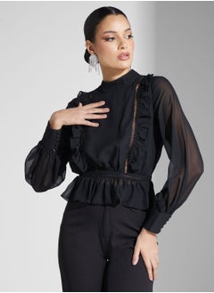 True Decadence High Neck Balloon Sleeve Top  - Image 1