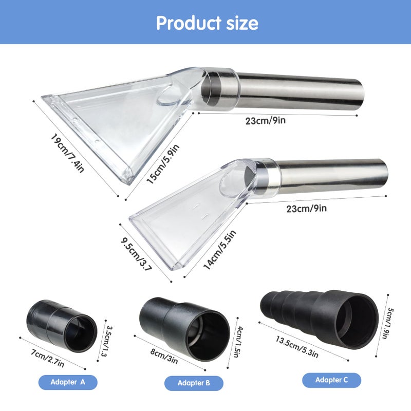 stochastic box Universal Clear Vacuum Extraction Accessory with 1-1/4â€œ,1-7/8â€ and 2-1/2â€ Adapter,Compatible with All Shop Vac Extractor,Wet Dry Vacuum Cleaner Attachments for Upholstery,Carpet Cleaning,Car Detailing - Image 5