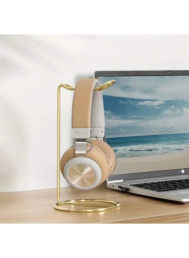 Rose Gold Metal Headphone Stand with Clip Desktop Holder for Home and Office Use - Image 1
