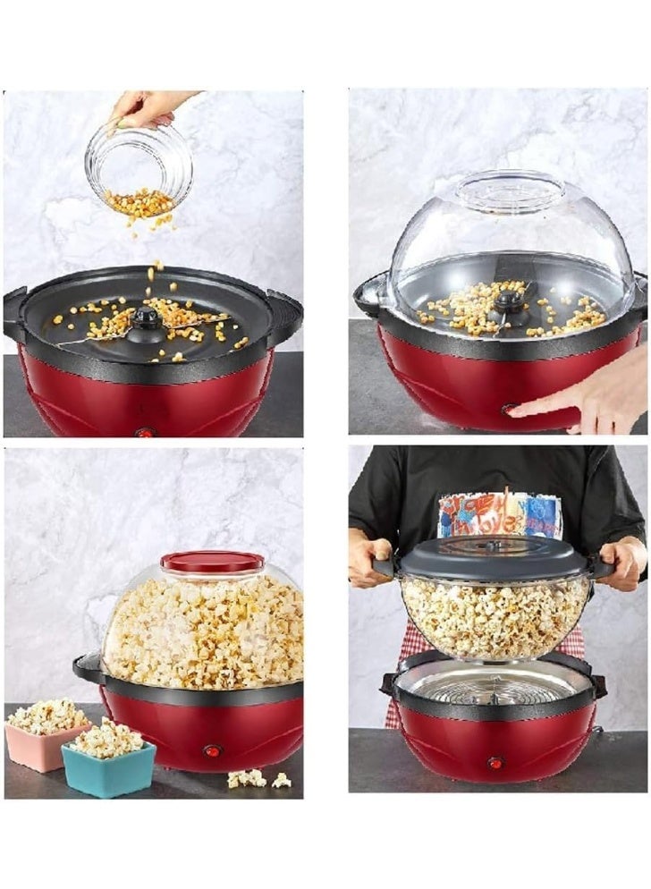 ELTRAZONE 850W Automatic Stirring Popcorn Maker 3.6L Large Popper with Nonstick Heating Plate, Cool Touch Handles, Dishwasher Safe, Transparent Lid, Perfect for Home Snacks, Movie Nights, Kids Parties - Image 3