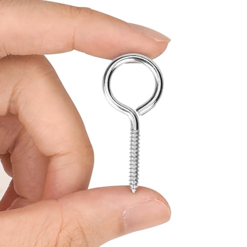 Aovchei Eye Screws, 100PCS 1.5 Inches Heavy Duty Metal Screw Hooks, Self Tapping Eye Bolts, Indoor & Outdoor for Hanging Artwork - Image 2