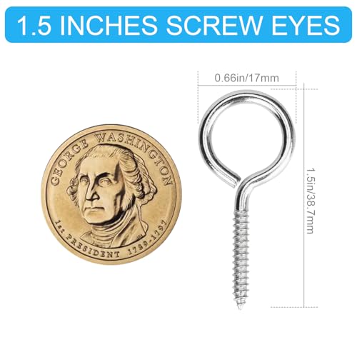 Aovchei Eye Screws, 100PCS 1.5 Inches Heavy Duty Metal Screw Hooks, Self Tapping Eye Bolts, Indoor & Outdoor for Hanging Artwork - Image 4