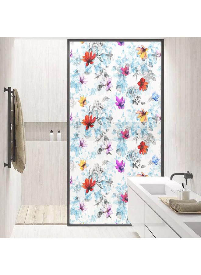 الأزرق جي دبليو 90cm * 58cm 3D غير متجمد نصف شفاف الزجاج الكهروستاتيكي ملصقات التظليل باب الحمام المزجج والنافذة BLT025-040 - Image 1