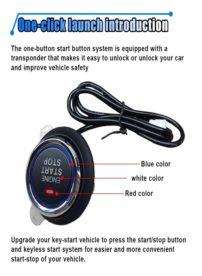 BDZMC Car Push Engine Start Button Kit, Upgrade Push to Start Ignition Kit, Smart RFID Keyless Go System for Most DC12V Cars - Image 3