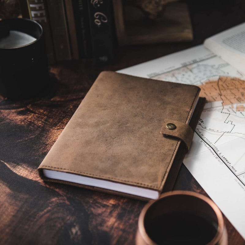 Modest Goods Refillable Leather Journal | Premium Lined A5 Notebook Cover | 200 Ruled Writing Pages | Card Holder Slot | Leather Bound Journals for Men & Women, Best Gift Travel Diary, Cool Planner - Image 4