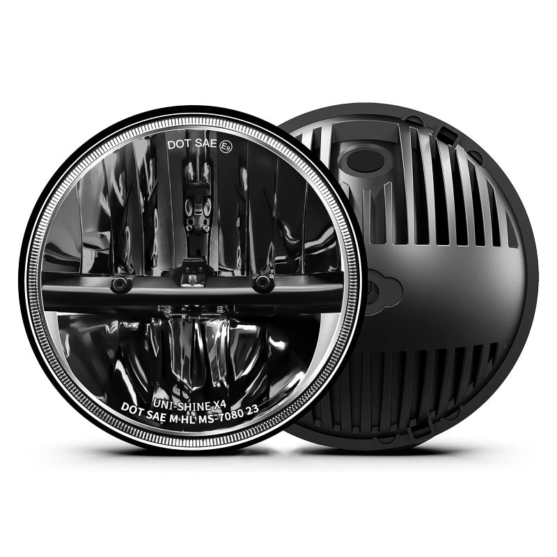 UNISHINE 2PCS 7Inch LED Headlights DOT Approved HiLo Beam Compatible with Jeep Wrangler Chevy and Miata Plug and Play
