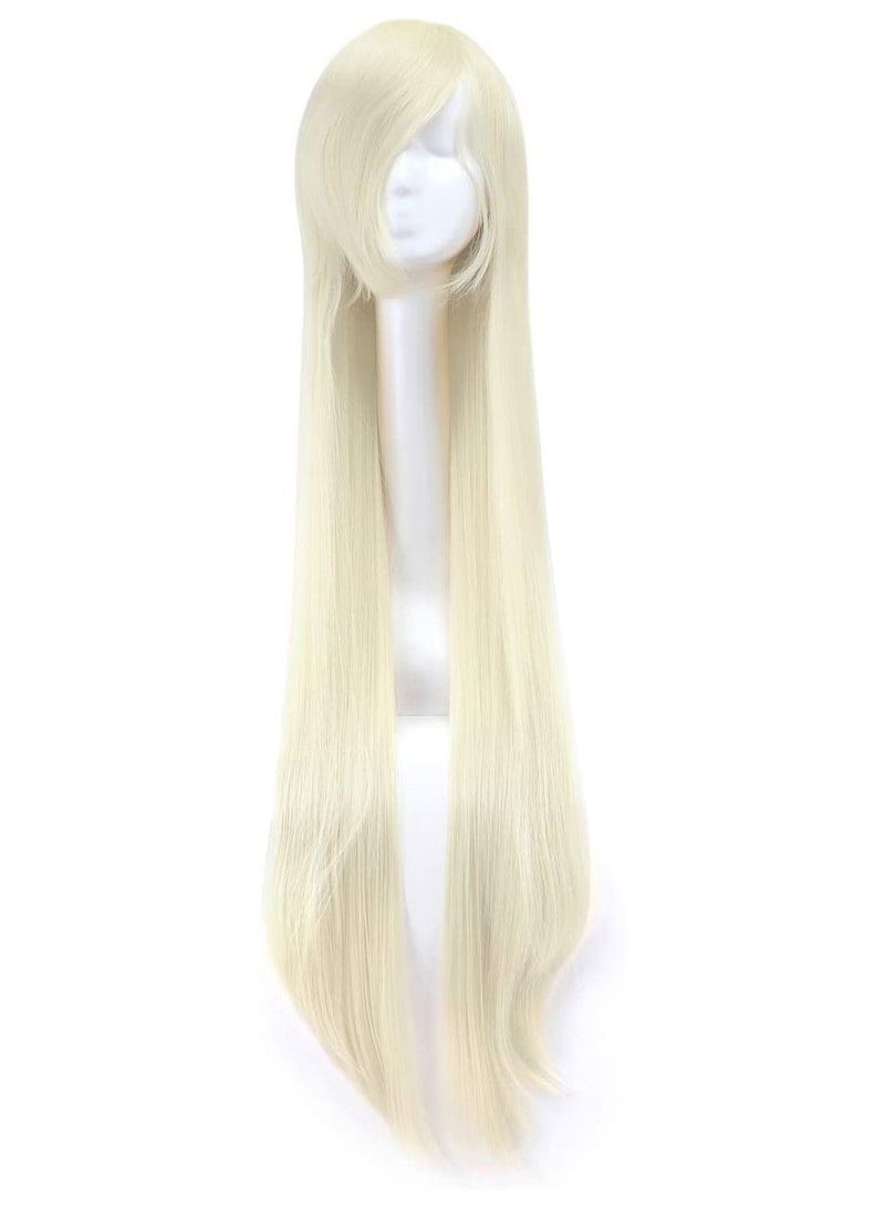 Estelle 40 Inches 100 Cm Anime Costume Long Straight Cosplay Party Wig Beige - Image 1