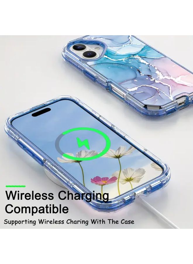 لأجهزة آيفون iPhone 16 Pro Max / 16 Pro / 16 – حافظة هاتف ثلاثية الطبقات مقاومة للصدمات بتصميم خطوط رخامية، تدعم الشحن اللاسلكي، لون مكسوج 2 - Image 3