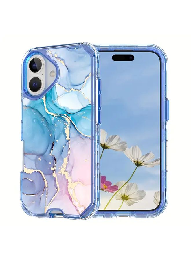 لأجهزة آيفون iPhone 16 Pro Max / 16 Pro / 16 – حافظة هاتف ثلاثية الطبقات مقاومة للصدمات بتصميم خطوط رخامية، تدعم الشحن اللاسلكي، لون مكسوج 2 - Image 2