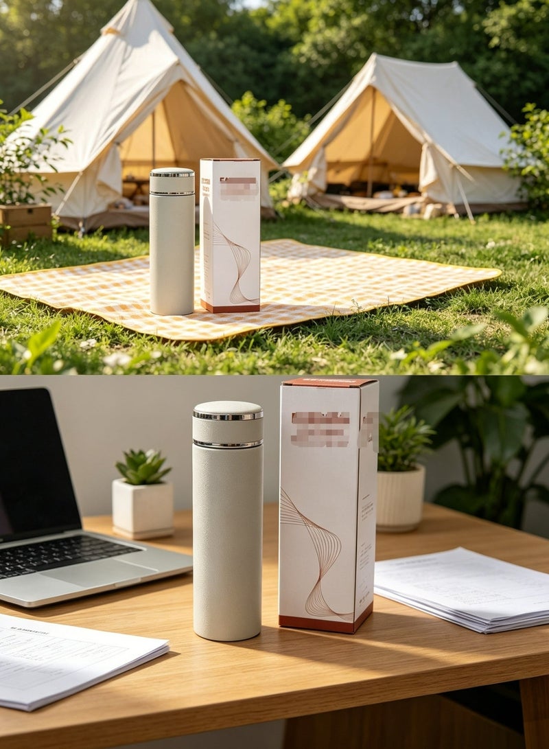 Nariele 1 Piece Single Pack Light Grey Vacuum Insulated Water Bottle, Simple Matte Portable Straight Tumbler, Long Lasting Heat & Cold Retention Travel Office Portable Tea Coffee Mug - Image 5